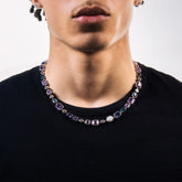 PURPLE MULTI GEMSTONE NECKLACE - 8MM